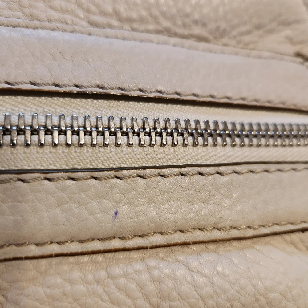 Michael Kors Handbag, Off White Pebbled Leather, Shoulder Bag Satchel Summer EUC